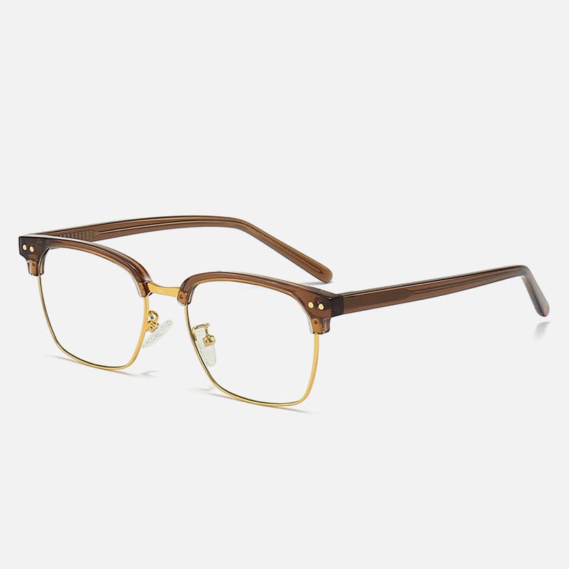 Men's Glasses New Fashion Retro Men's Eyebrow Square Frame Plate Glasses Frame Business Metal Flat Mirror Anti Blue Light Glasses Frame