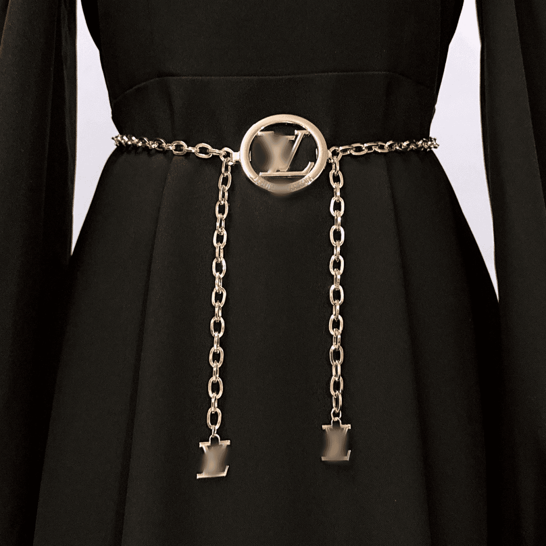 Chaîne de taille double pendentif lettre L/V, tendance et décontractée, en métal tressé.