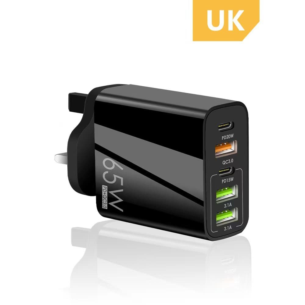65W GaN Chargeur USB PD Muti Plugs Charge Rapide Chargeur GaN Téléphone Mobile Charge Rapide Type C