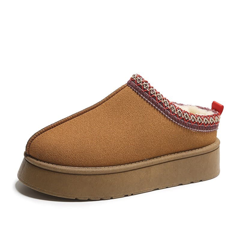 Foreign Trade Lazy Slip-on Snow Boots For Women Winter New Fashion Closed Toe Slippers Platform Warm Cotton-padded Shoes For Women