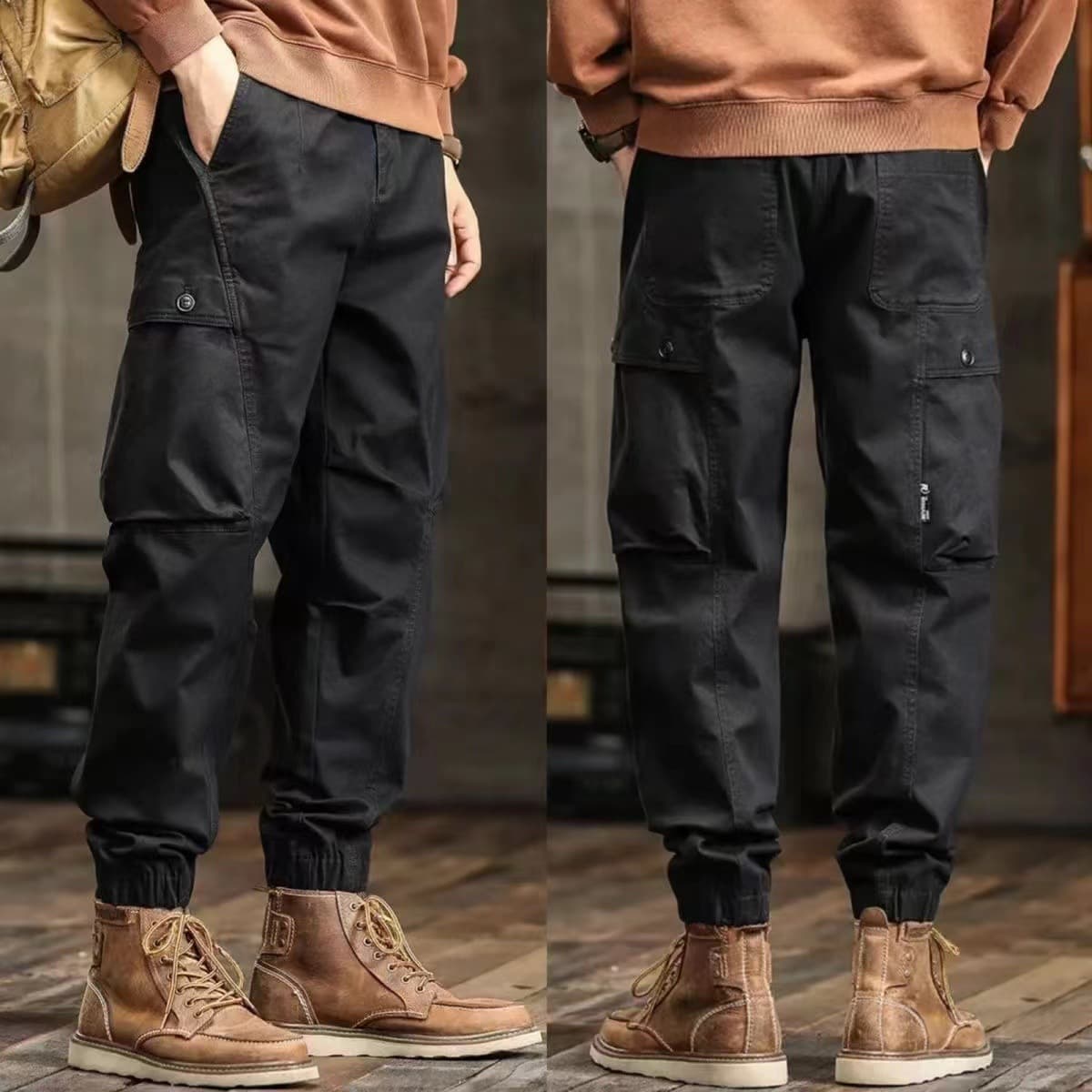 Autumn American Style Patchwork Jogger Cargo For Men Trendy Versatile Loose Large Pocket Harem Casual Pants