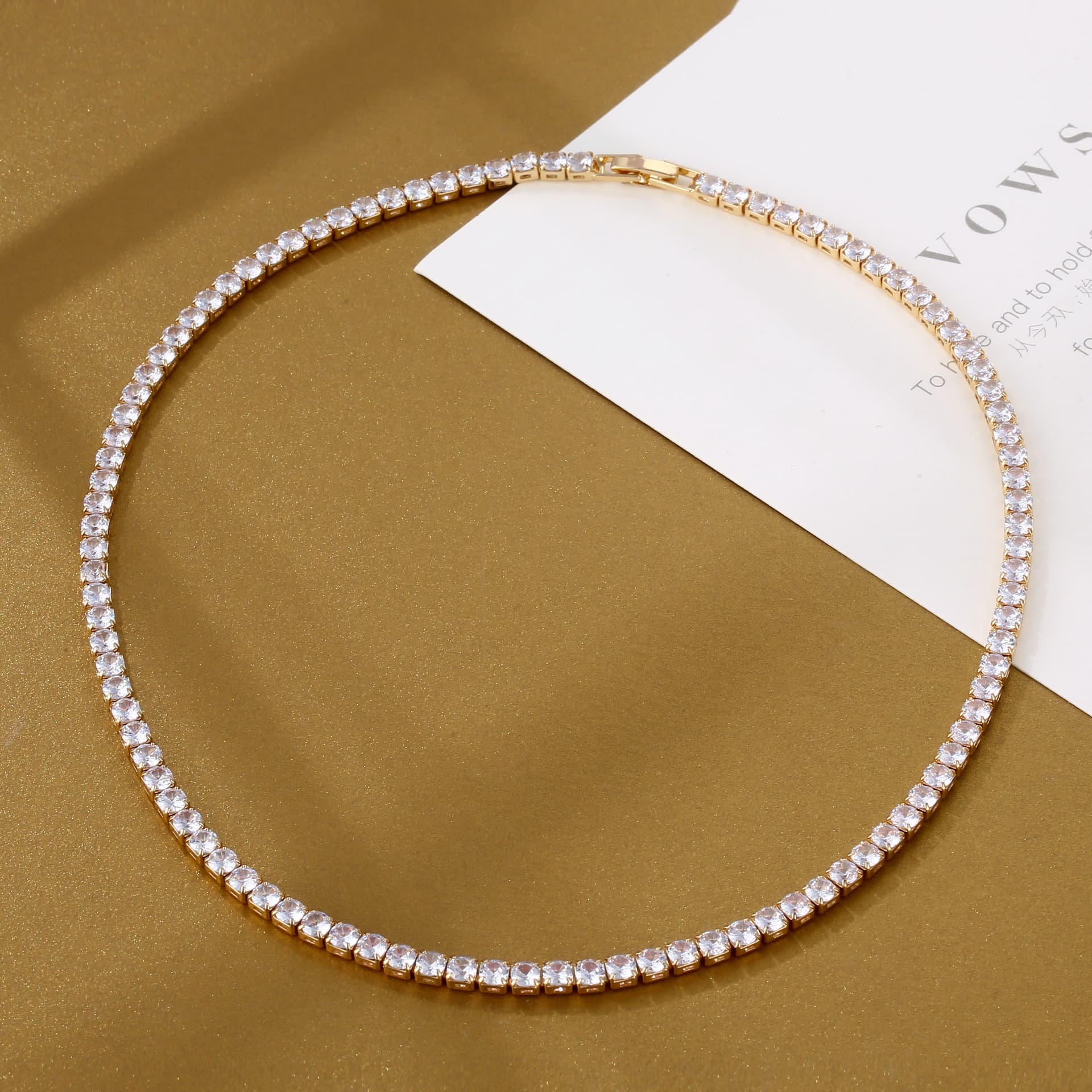 Hip Hop Copper Set with Zircon One Row Necklace INS Tennis Chain Multi-size Tennis Chain 4mm