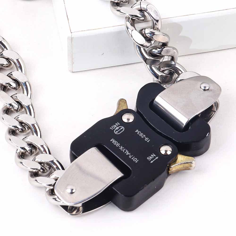 Titanium Steel Buckle Unisex Functional Style Dark Punk Hip-Hop Couple Necklace