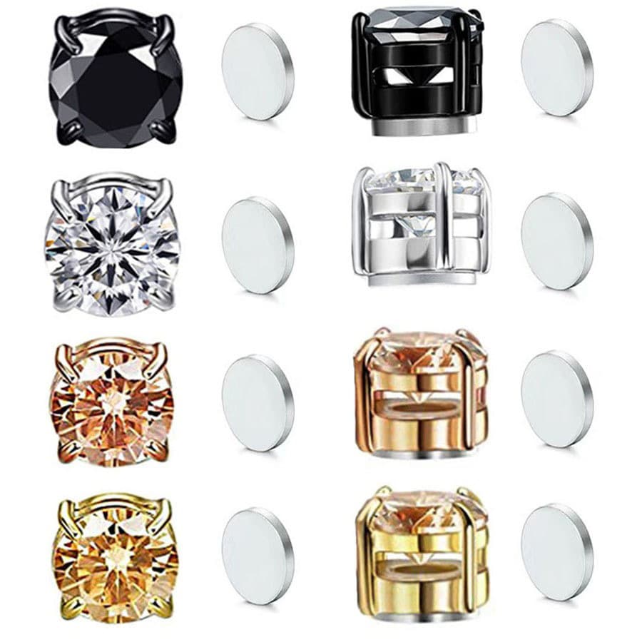 Factory Direct Supply Of No Pierced Ears, Simple Stainless Steel Material, Fashionable And Versatile American Style, Zircon Magnet Ear Clip