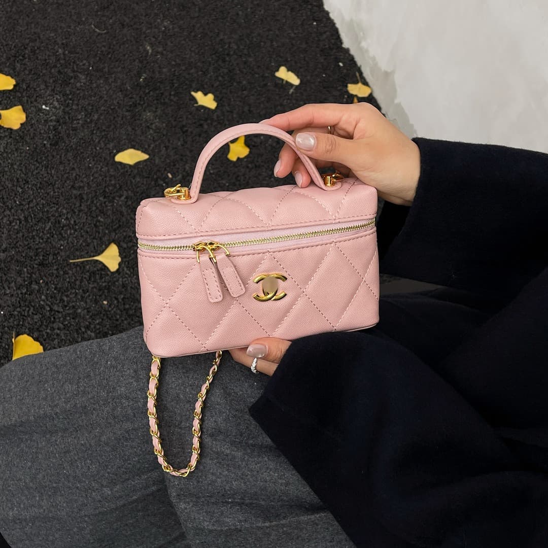 Sac à main CHANEL Fashion Chain Box Bag Summer Makeup New Single Shoulder Plaid Plaid Clutch Bag