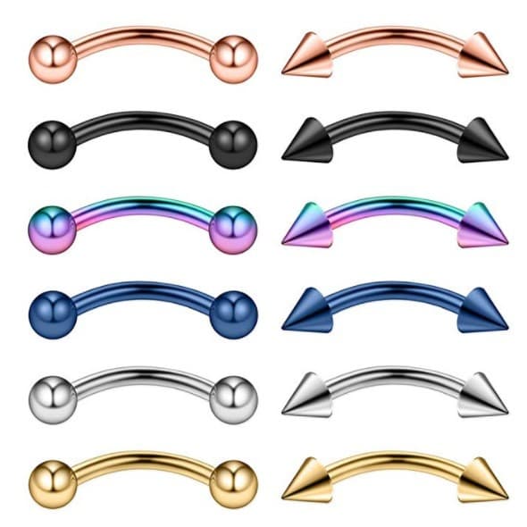 12 Piece Set Stainless Steel Eyebrow Nail Eyebrow Ring Lip Nail Nose Nail Piercing Jewelry