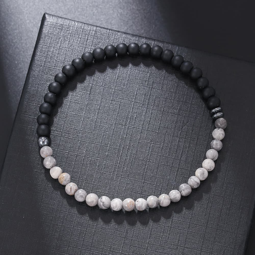Mini Small For Women Personalized Gift Natural Beaded Turquoise Volcanic 4mm Map Stone Frosted Bracelet