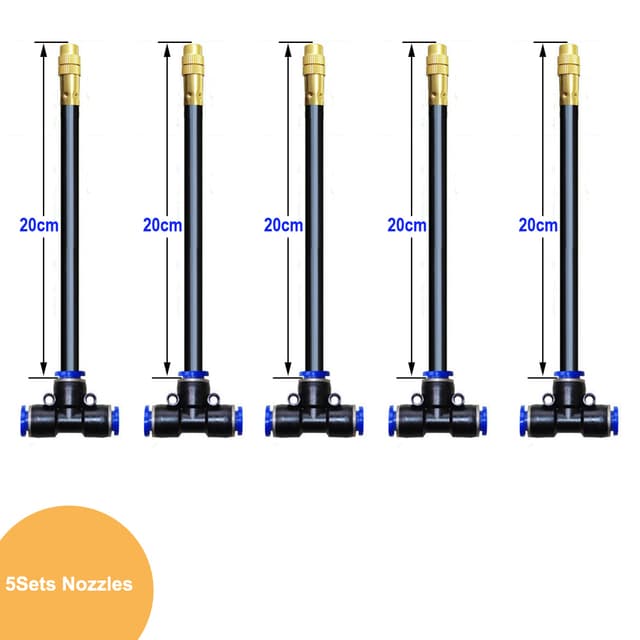 5/10pcs Adjustable Mist Sprinkler 360° Rotating Copper Sprayers 8mm Straight Push Lock Joint Garden Humidification Watering