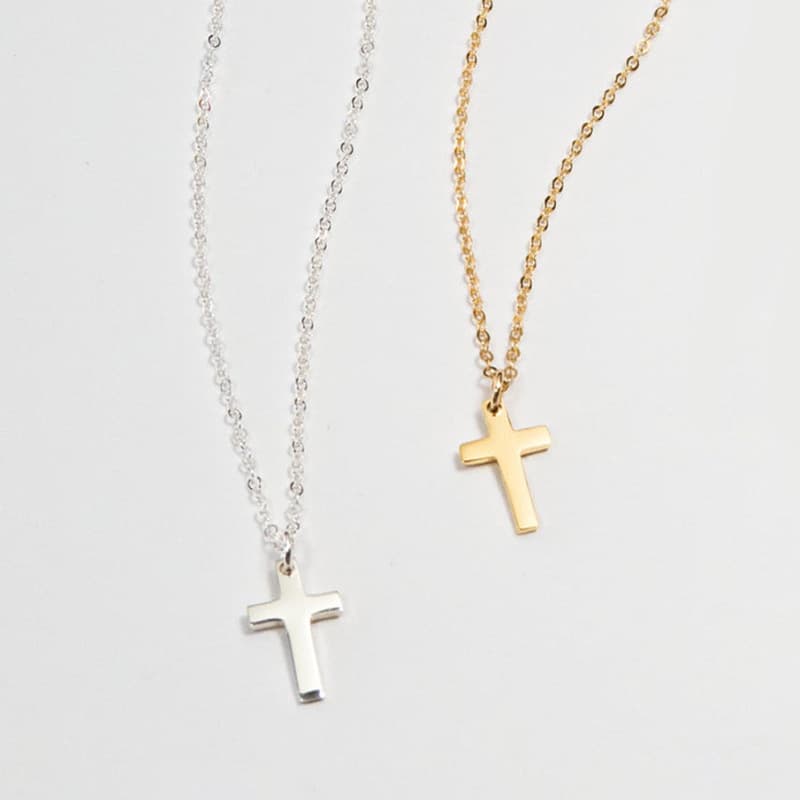 Gold Over Silver Cross Necklace For Women Small Stainless Steel Cross Pendant On 18 Inch Chain For Men And Women