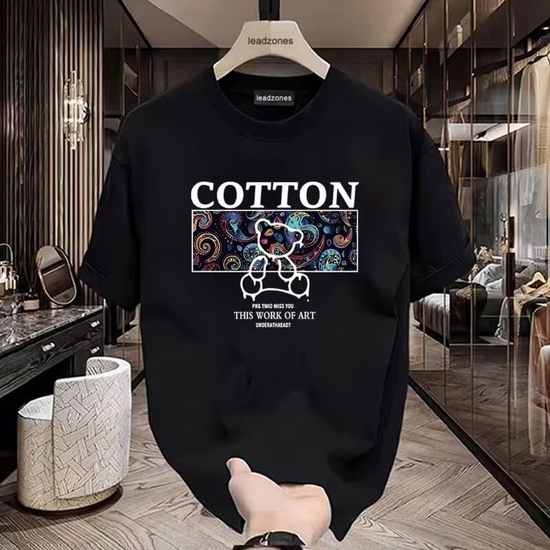 Men's Clothing Short Sleeved T Shirt For Men In Summer New Cotton Half Sleeve Ins Trendy Street Loose Round Neck Top