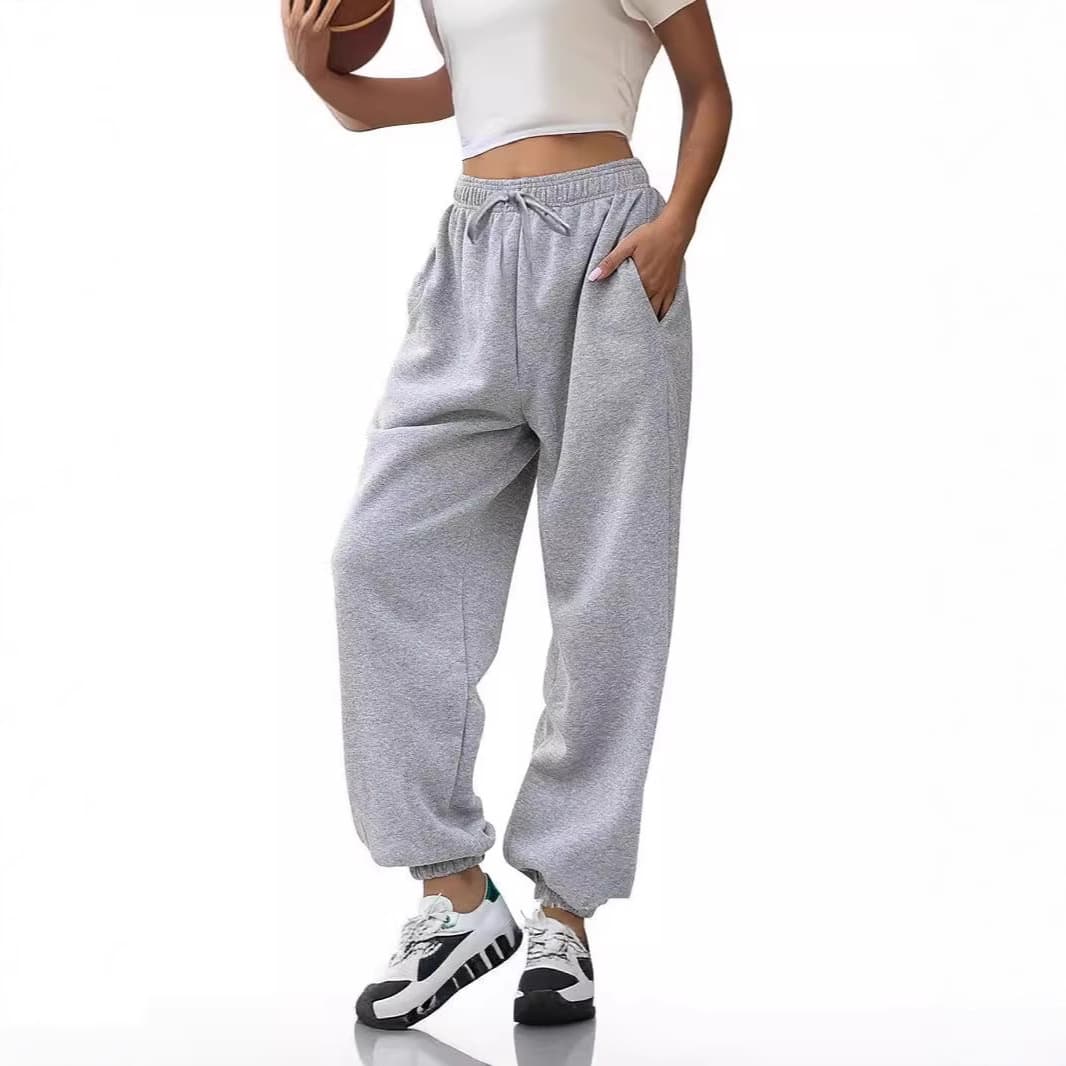 Women's Casual Jogger Pants With Drawstring Waist & Side Pockets - Lightweight Polyester Lounge Sweatpants For Women (Black, Gray)