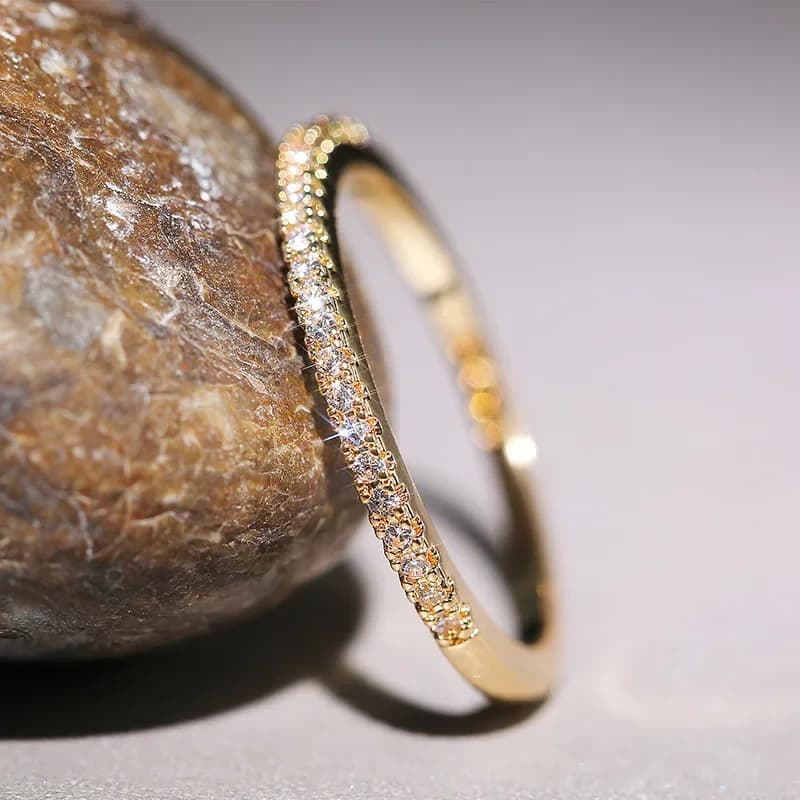 New Minimalist Thin Rings for Women Wedding Brilliant Cubic Zircon High Quality Versatile Female Finger Ring Party