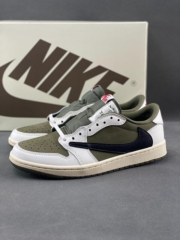 Chaussures de basket rétro basses, absorbantes et antidérapantes, STravis Scott X SJordanAir Jordan1 Low OG Co-branded Space Walk, 24-25