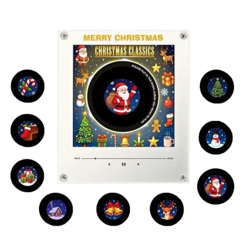 Coffret lecteur de musique magnétique de Noël pour réfrigérateur avec 9 disques et mini-vinyle USB-C