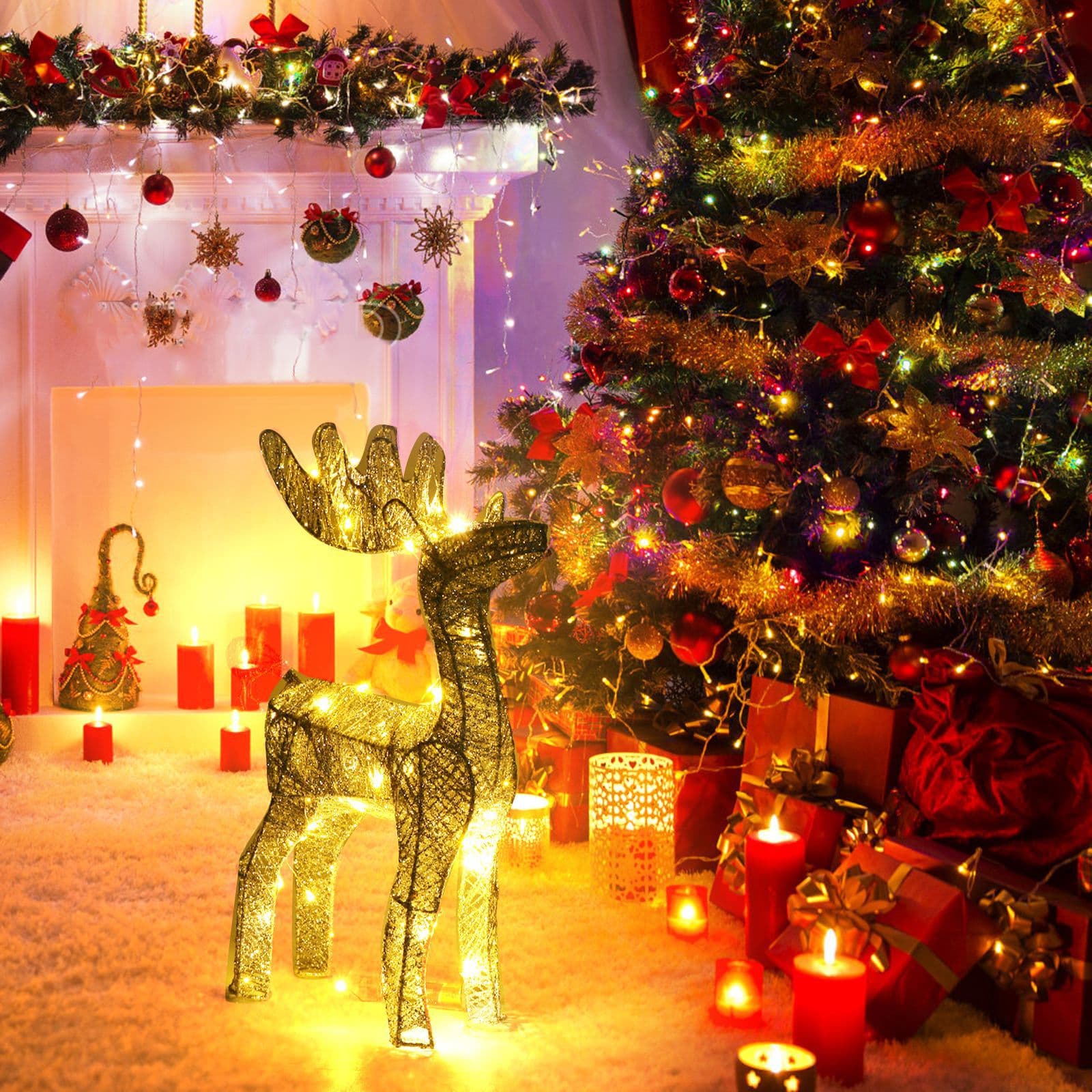 Party Supplies Popular Christmas Decoration Iron Deer Layout Props Light Festival Luminous Deer Shape Lamp