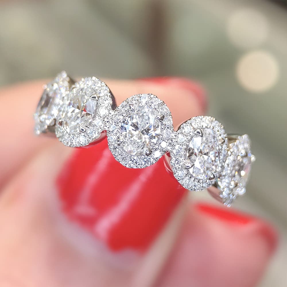 Cao Shi Simple Five Circle Zircon Ring Korean Round Zircon Ring Female Yiwu Trinket