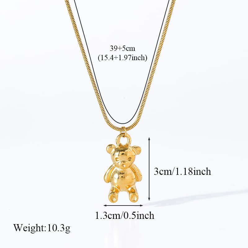Hot sales EILIECK 316L Stainless Steel Golden Cute Bear Pendant Necklace For Women Girl Fashion Neck Chain Collar Waterproof