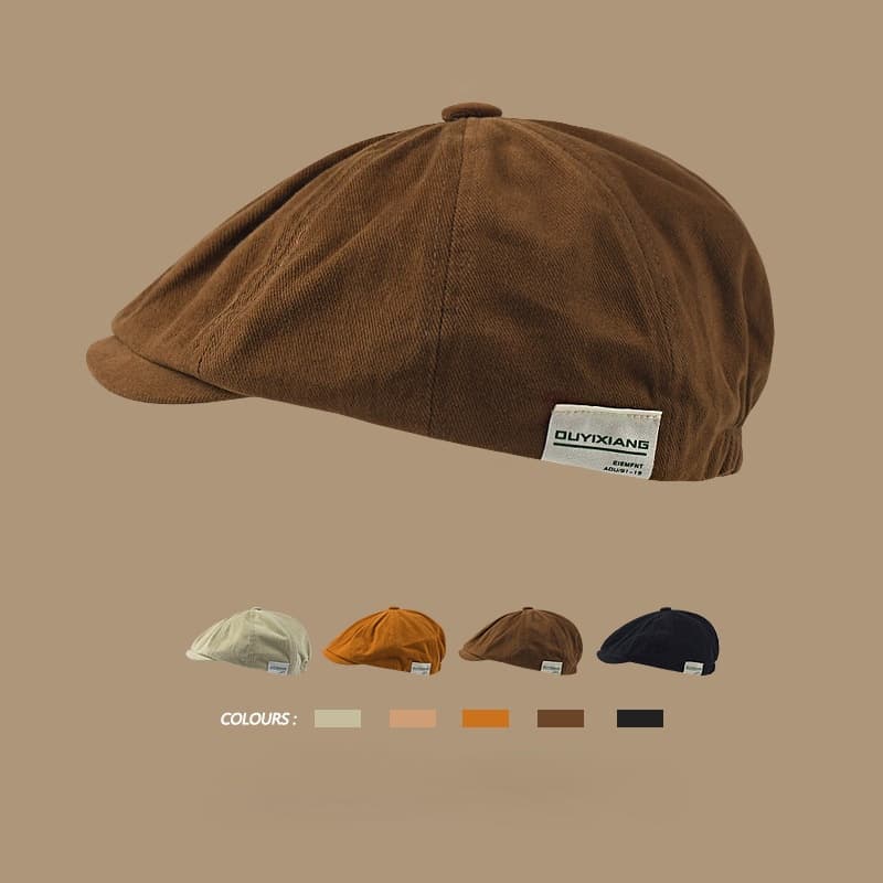 Unisex Daddy Hat Caramel Top Hat Retro Beret Men's And Women's Short Brim Octagon Hat