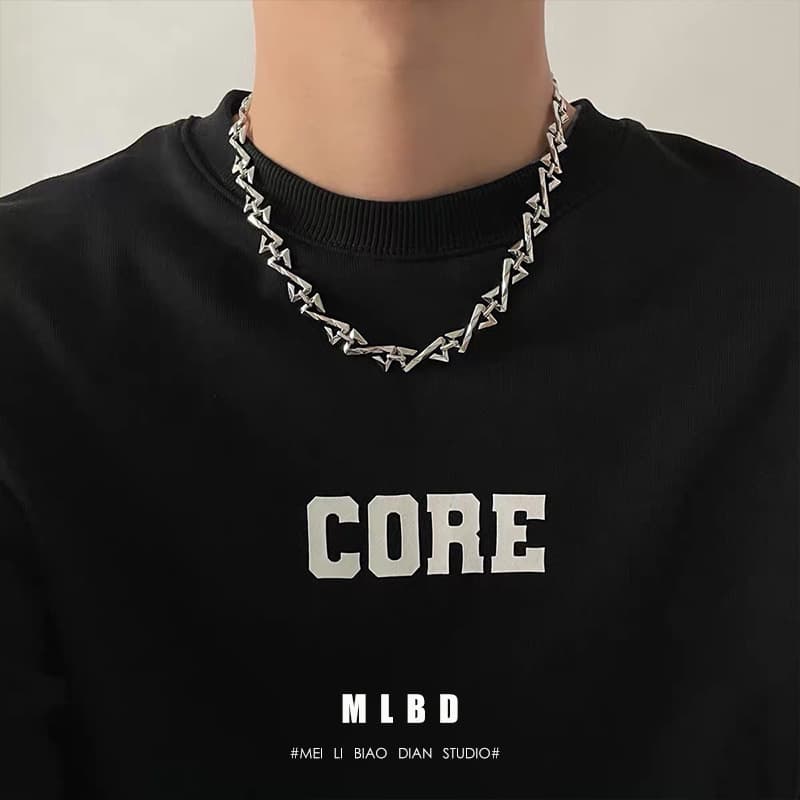 Hip-Hop Niche Letter Clavicle Chain Trendy Brand Men's High-End Minimalist Cuban Necklace