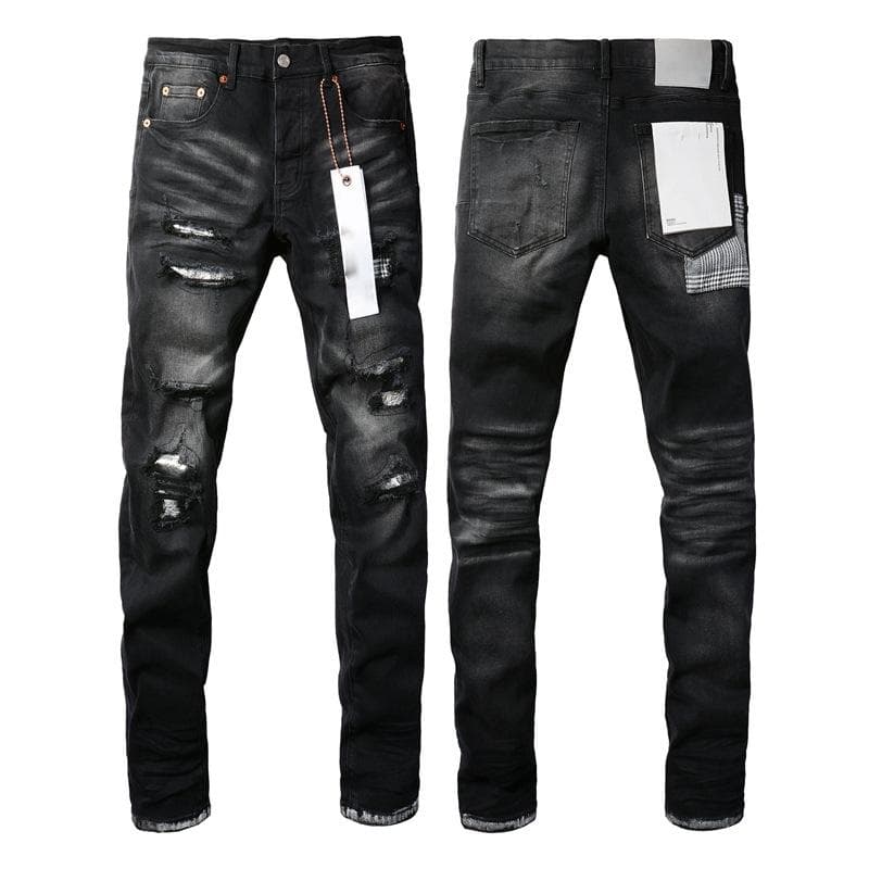 Jean déchiré violet de haute qualité pour homme, style streetwear