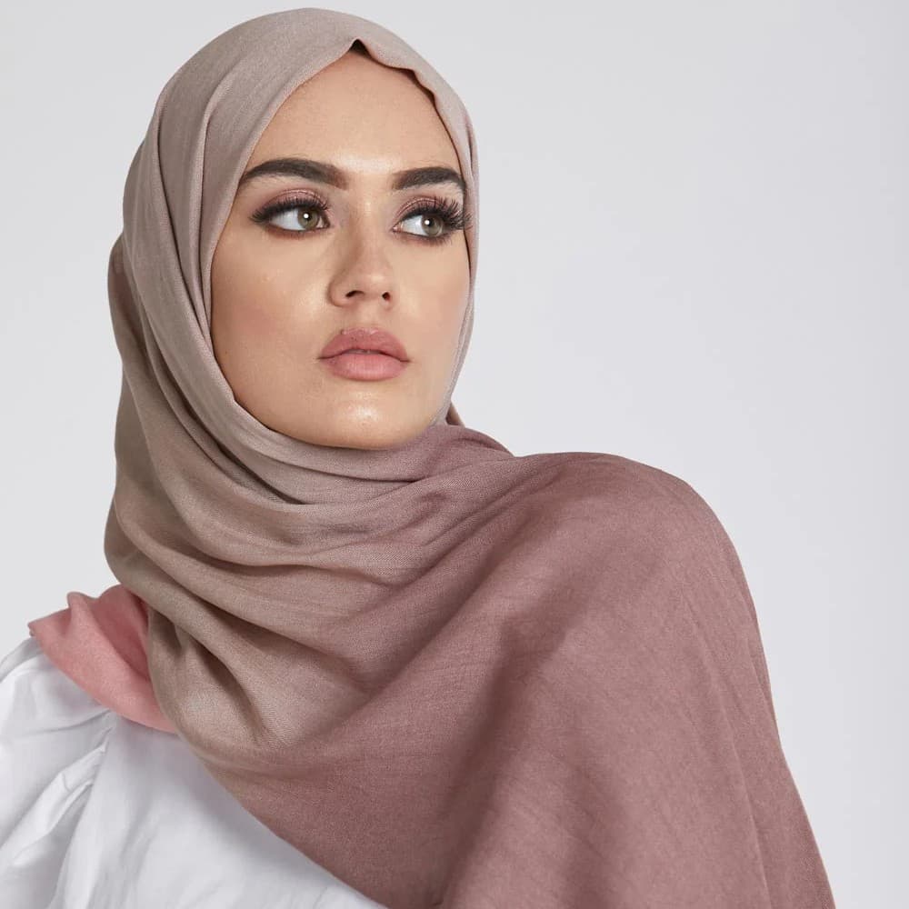 Muslim headscarf Bamboo Gradient Modal Scarf Muslim Rayon Cotton Tie-dye Ink-ink Color Headscarf