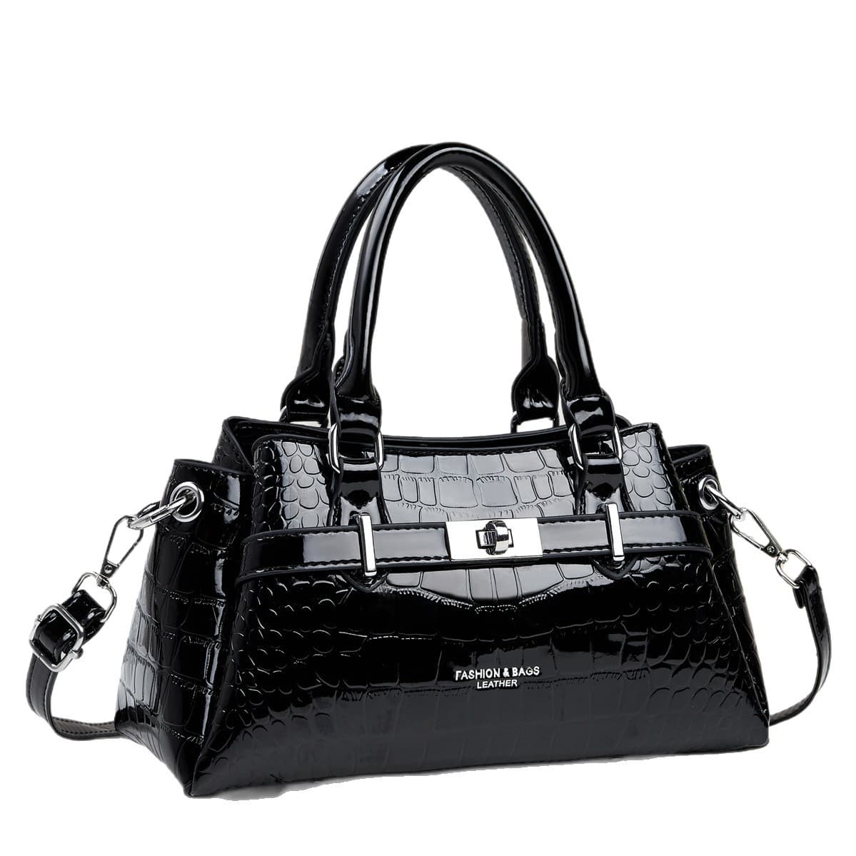Women's Fashion Handbag With Crocodile Texture, Retro Small Crossbody Bag For Daily Use, PU Leather Shoulder Bag With Zipper Closure, Medium Size