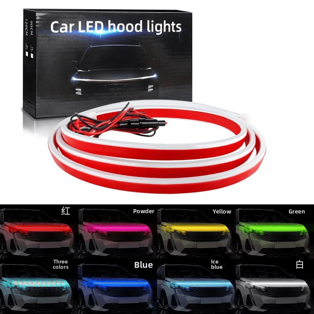 Car Scan Through Daytime Running Engine Hood Decorative Grille LED Modification Light With Dynamic