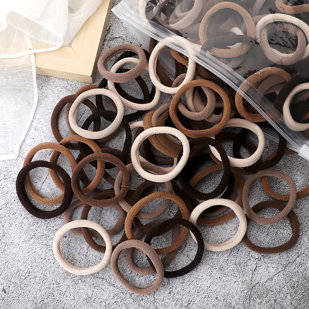 50pcs Handmade Woven Hair Elastics - Thick and Stretchy Rubber Bands for Ponytail Holder - Perfect for Girls, Women, and Ladies