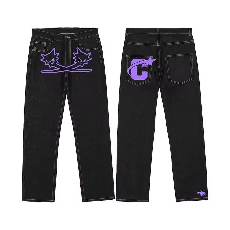 Men's Clothing Hip Hop Trendy Printed Jeans For Men High Street Fashion Hiphop Loose Wide Leg Trousers