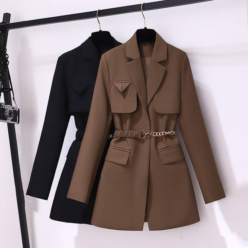 Women's Clothing Chic Coffee Color Suit Windbreaker Jacket Women Autumn New Style Fashionable Elegant Versatile Commuter Dress