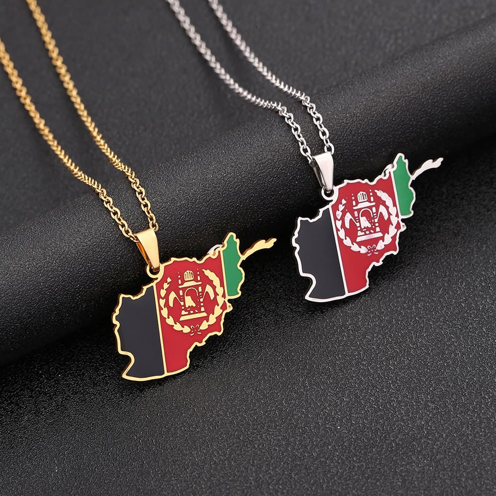 stainless steel Afghanistan map necklace couple style ethnic style popular personality oil drop titanium steel accessories