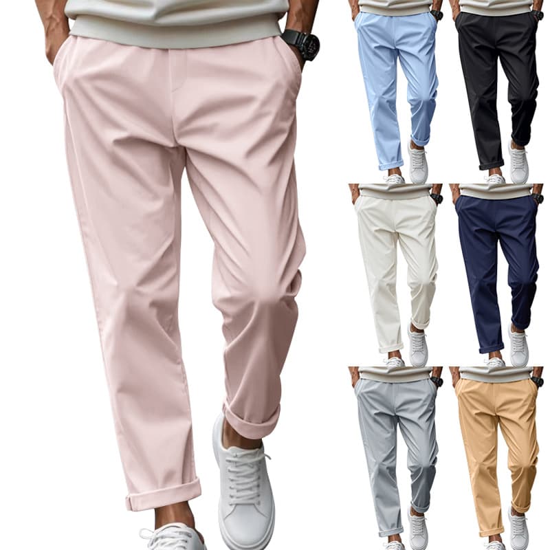 Men's Clothing Spring And Summer Independent Station Men's Loose Comfortable Quick Drying Waist Casual Business Solid Color Trousers