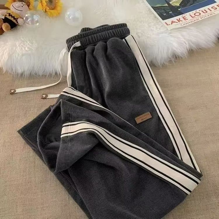 Men's Clothing Autumn And Winter Plus Fleece Pants Men's Teenagers Loose Straight Wide Leg Pants Boys Sports Casual Trousers High Street Summer