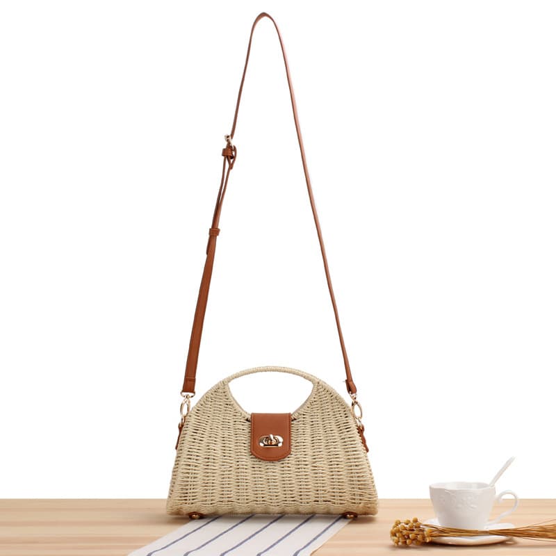 textured bag for women popular niche design straw bag trendy fashion woven messenger bag