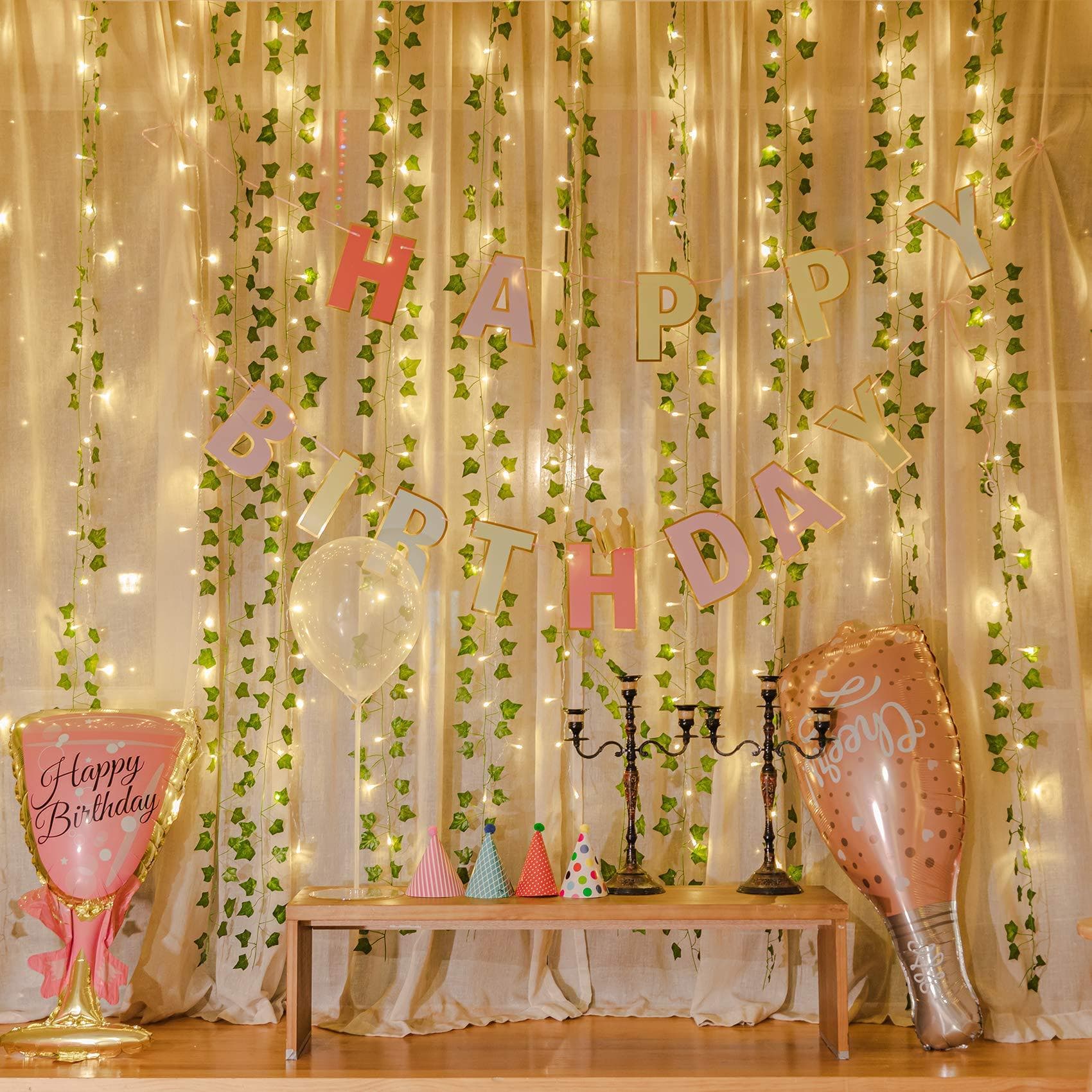 creeper vine light string maple leaf green rattan light LED simulation flower light string green plant atmosphere indoor and outdoor lighting