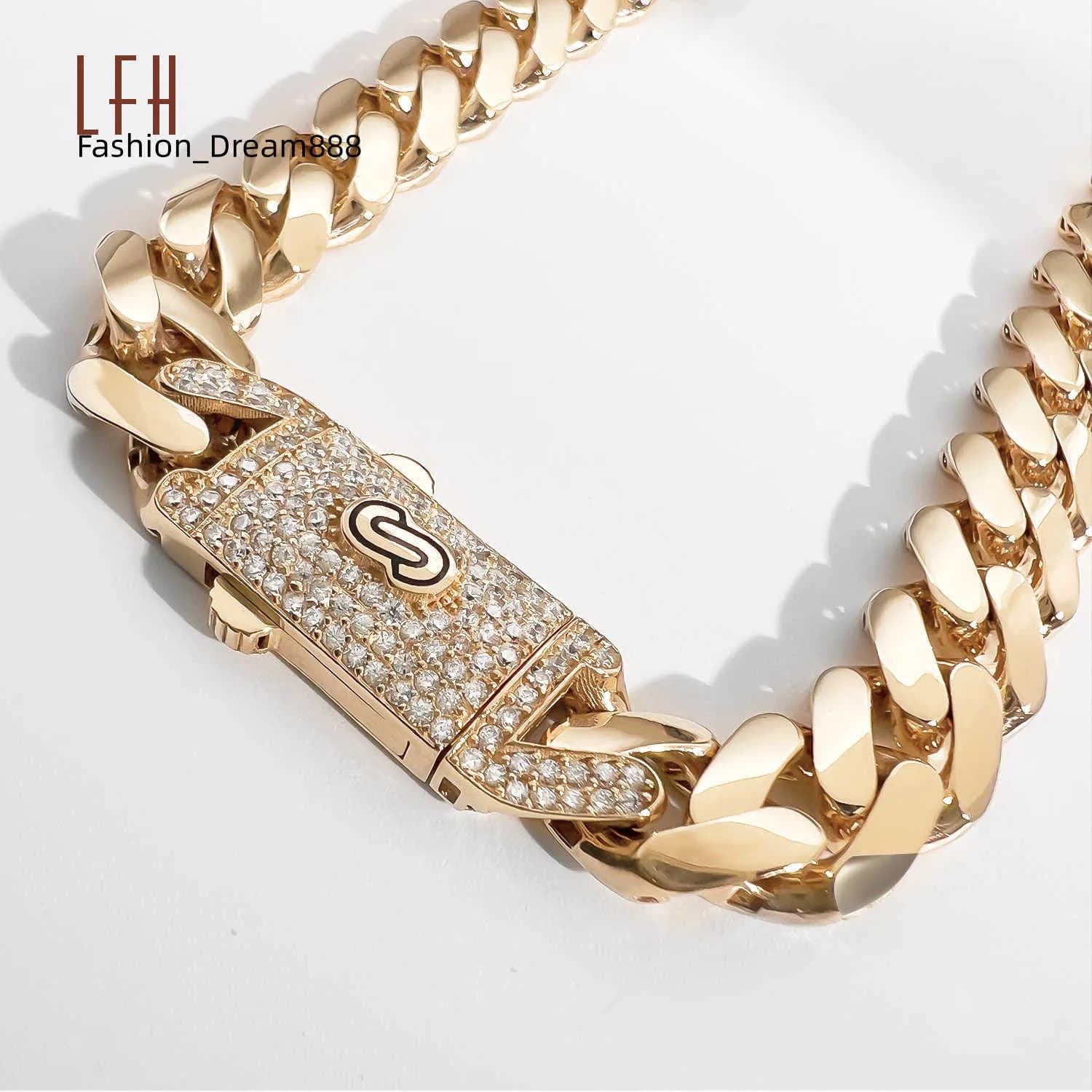 Wholesale Choker Custom Gold Chain Real Gold 8.75mm Miami Monaco Cuban K Necklace
