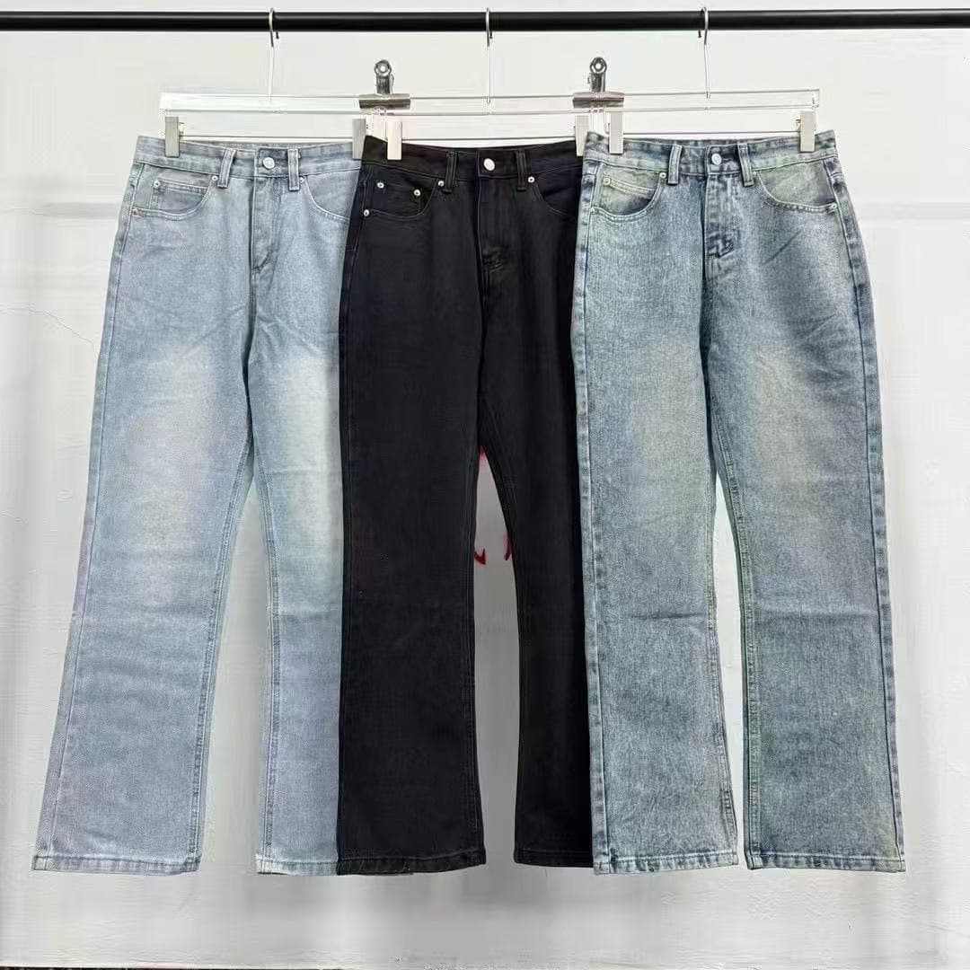 Cleanfit Vintage Washed Denim Jeans – Mid-Rise Bootcut Pants For Men & Women (Washed Blue/Black/Ice Blue, S/M/L/Xl)