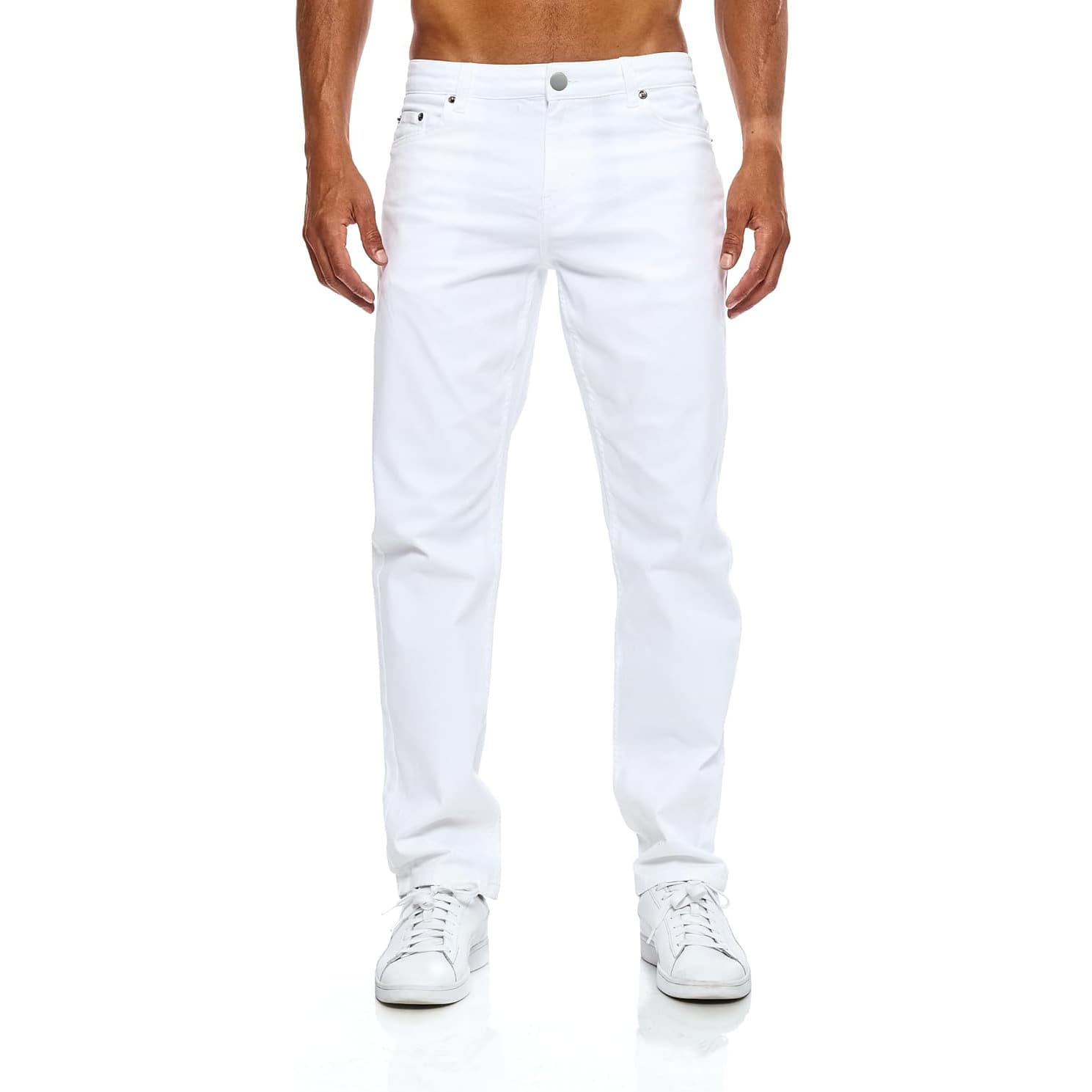 Men's White Denim Jeans Loose Straight Leg Simple And Stylish for Everyday Wear