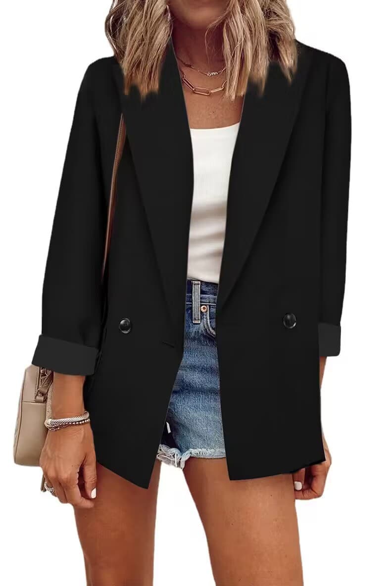 Women's fashion autumn and winter new solid color small suit one-piece long-sleeved spring and autumn suit jacket