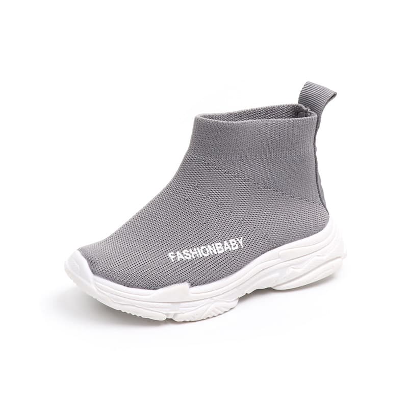 Children's Socks Shoes Boys And Girls Fly Woven Breathable Mesh Sneakers High Top Elastic Shoes