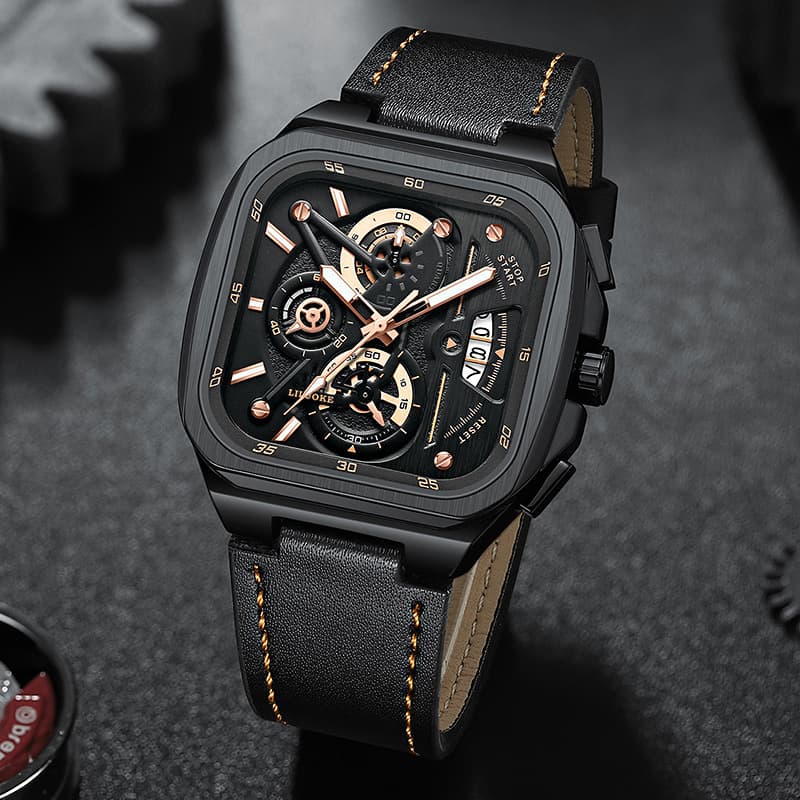 Quartz Rock Non-Mechanical For Men, Luminous Waterproof Square High-End Men's Watch