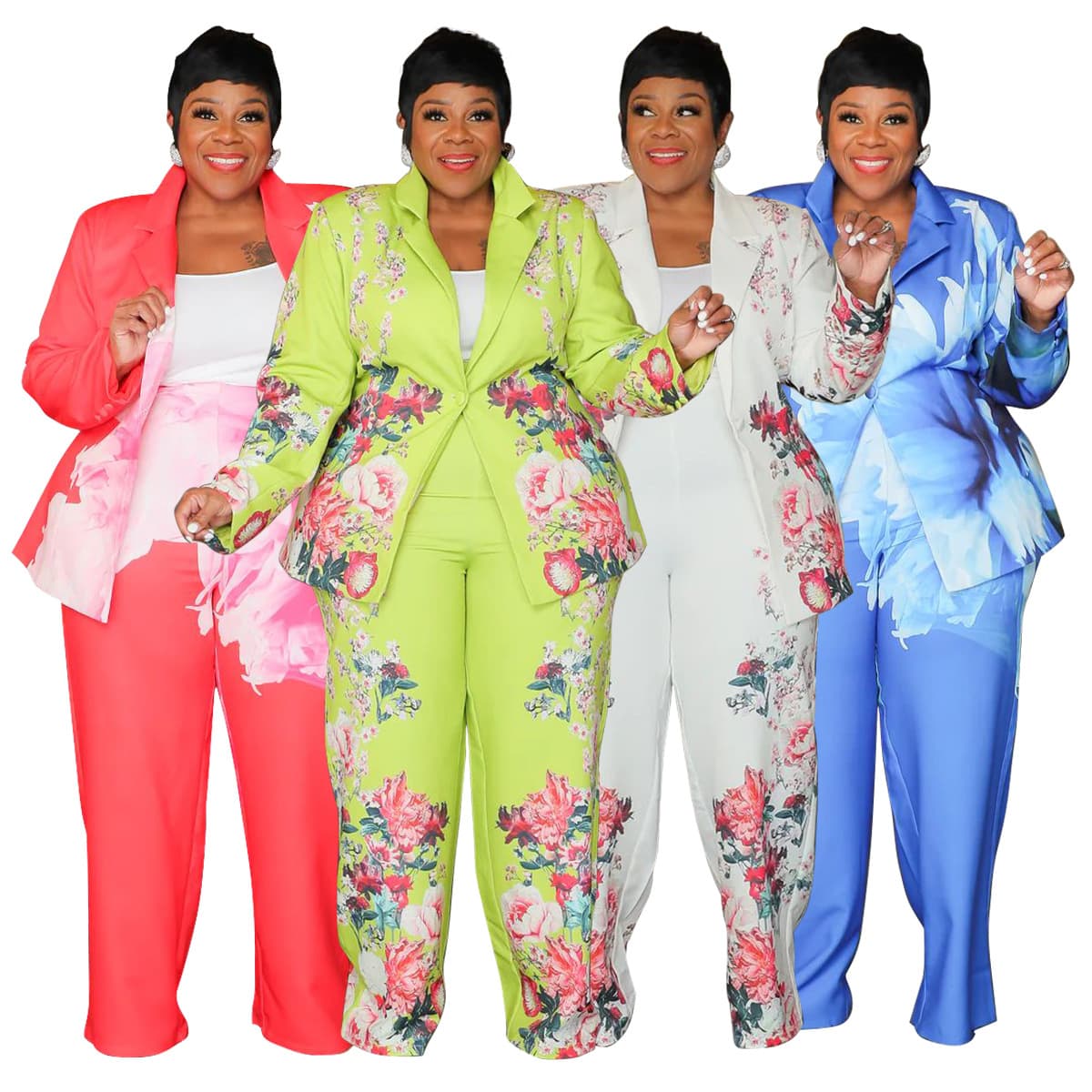 Women's Clothing Autumn and Winter New Printed Jacket Suit Casual Pants