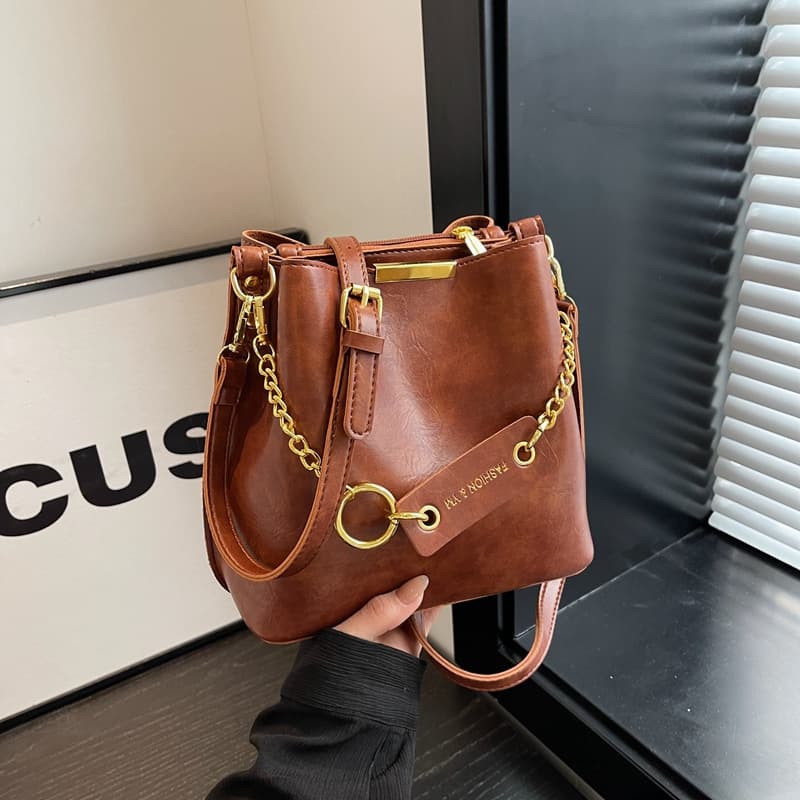 Women's Bag new winter fashion simple one-shoulder crossbody portable bucket bag