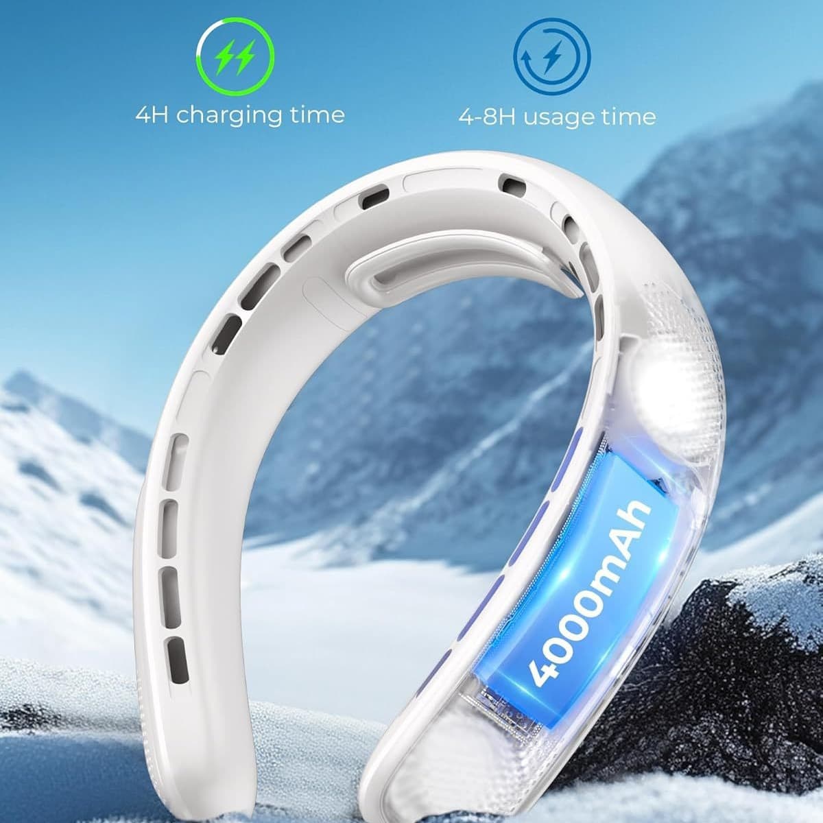 4-Motor Bladeless Neck Fan - USB Rechargeable, Ultra-Quiet & Portable For Outdoor/Travel (Lightweight, Hands-Free Cooling)