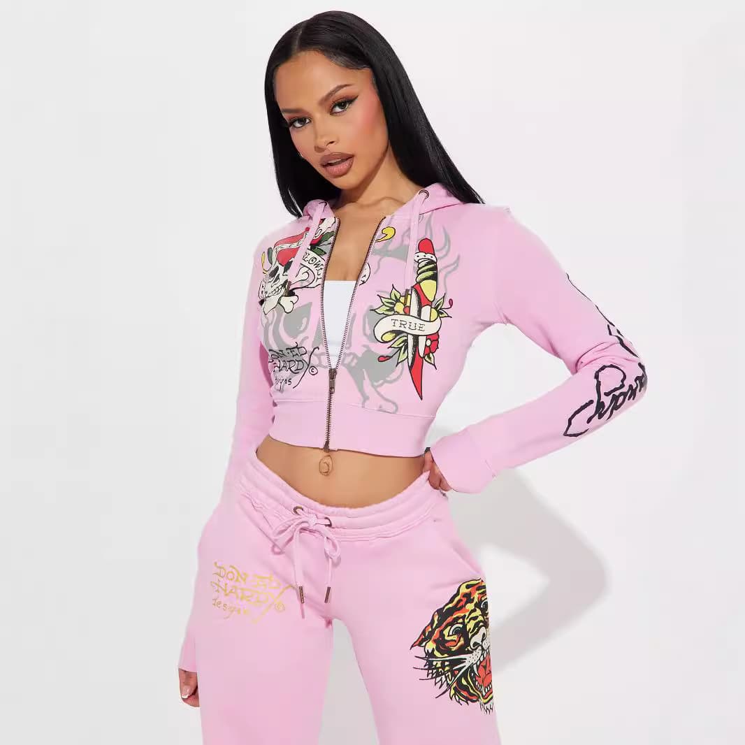 2024 Cross-Border Autumn Winter European And American Fashion Elegant Positioning Printed Sleeve Long Pants