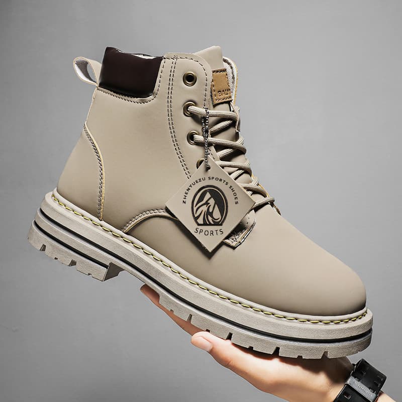 Men's Shoes Large Size Trendy Martin Boots British Work Boots High Top Casual Leather Men's Boots