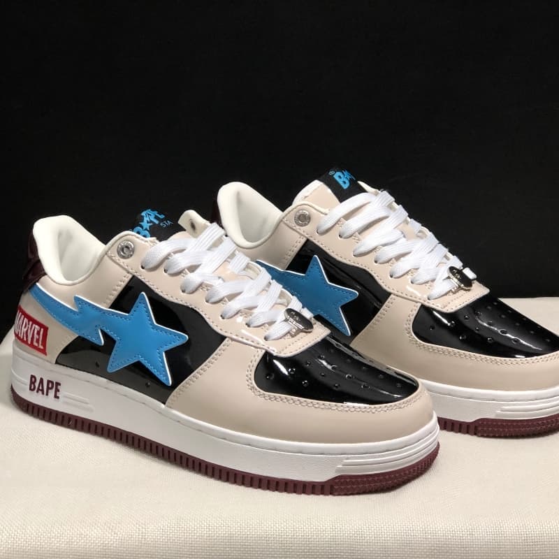 Bapes Sta To Low Ape Head Chaussures de sport basses en cuir laqué classique