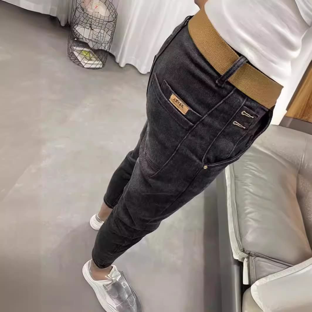 Men's New Black Slim Jeans Men's Style Simple Stretch Trousers Fashionable Slim-Fit Pencil Pants