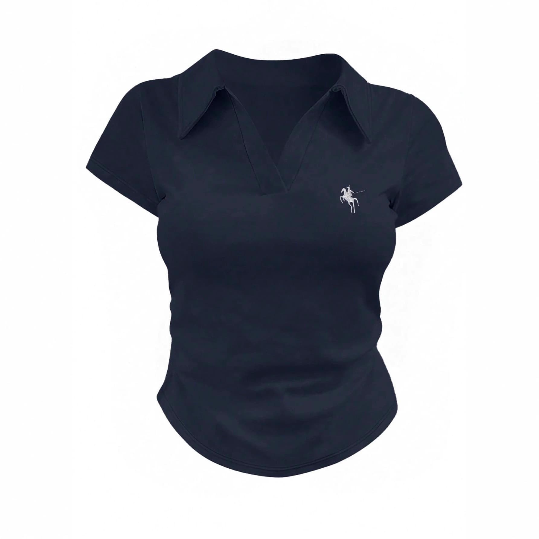 Slim Fit Polo Shirt Short Sleeve Breathable Stylish Embroidered Knight Design for Men And Women