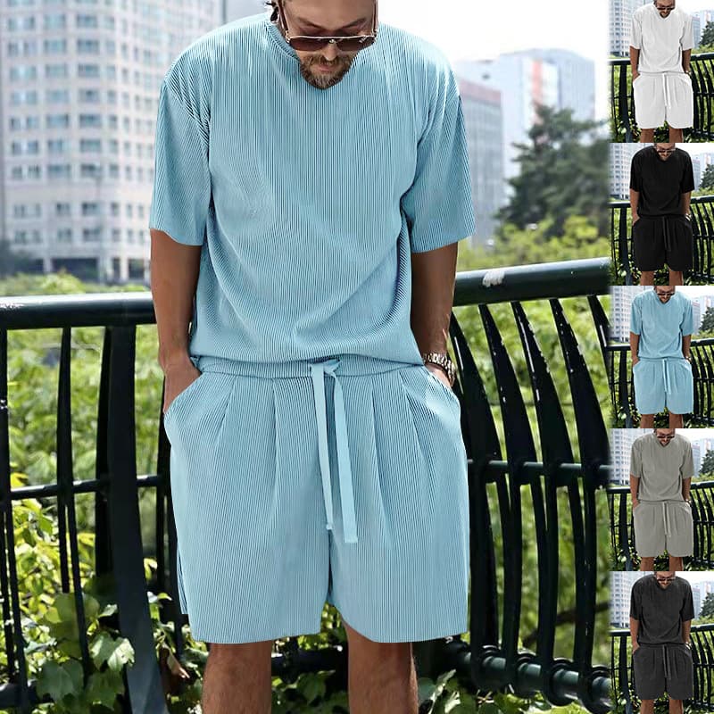 men's clothing summer men's clothing ice silk cool loose short-sleeved T-shirt shorts casual sports suit men